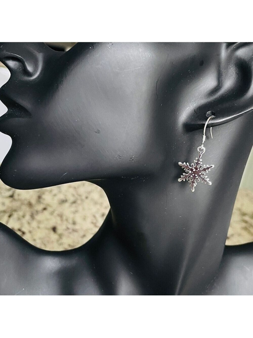 Snowflake Dangle Sterling Silver Earrings Festive Frozen Winter Christmas - Picture 4 of 8